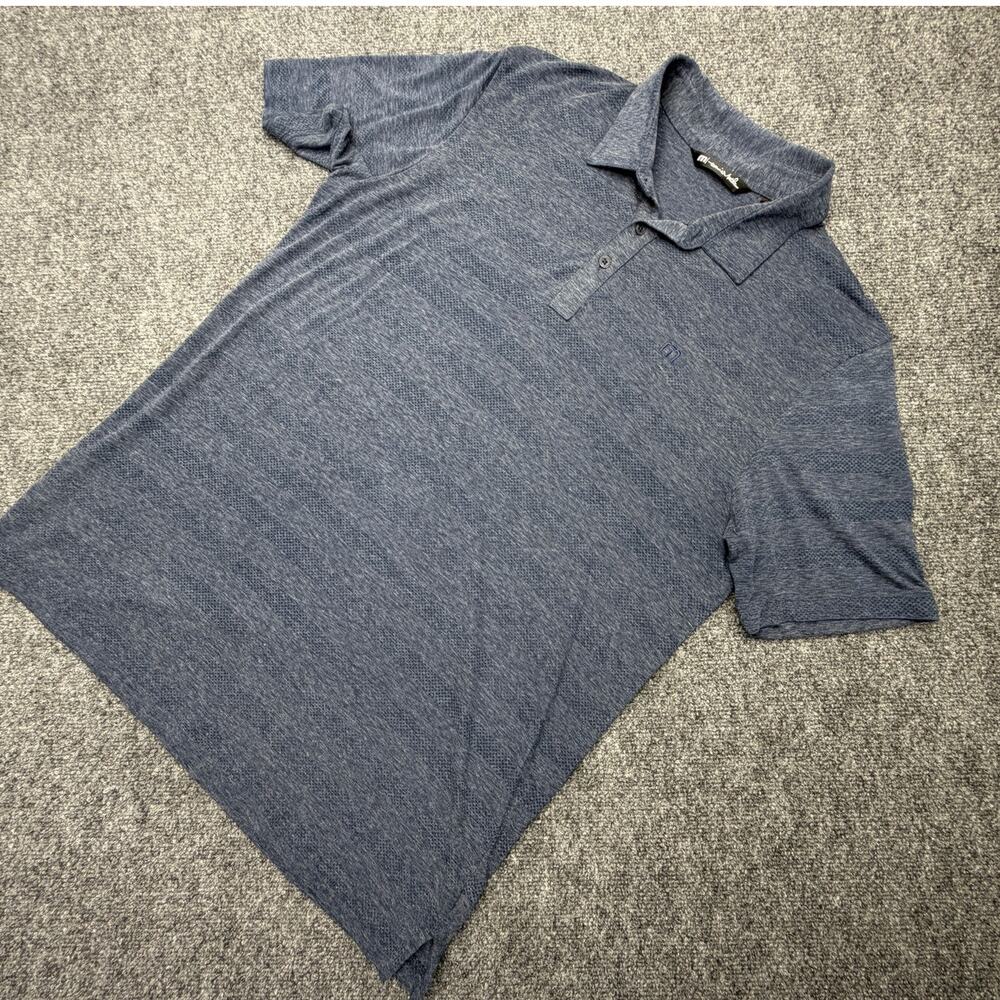 TravisMathew Mens Large Blue Heather Golf Polo Shirt Performance Stretch